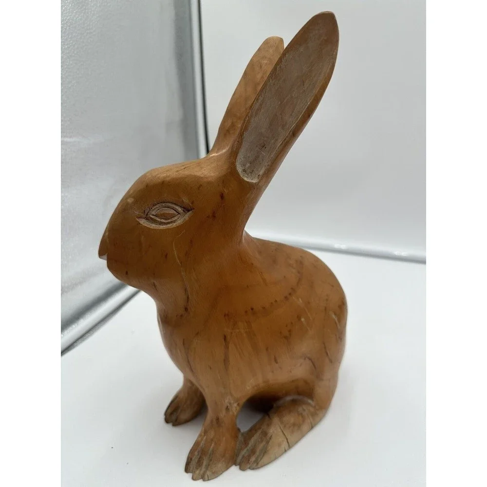 VINTAGE SARREID LTD SPAIN~ HAND-CARVED WOOD BUNNY RABBIT STICKER LIFE SIZE - Picture 3 of 11